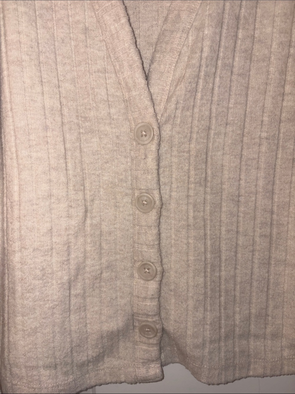 Target Beige Ribbed V-Neck Button Cardigan - Picture 3 of 5